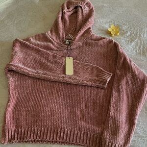 Cozy Chenille Hooded Sweater - Dusty Rose